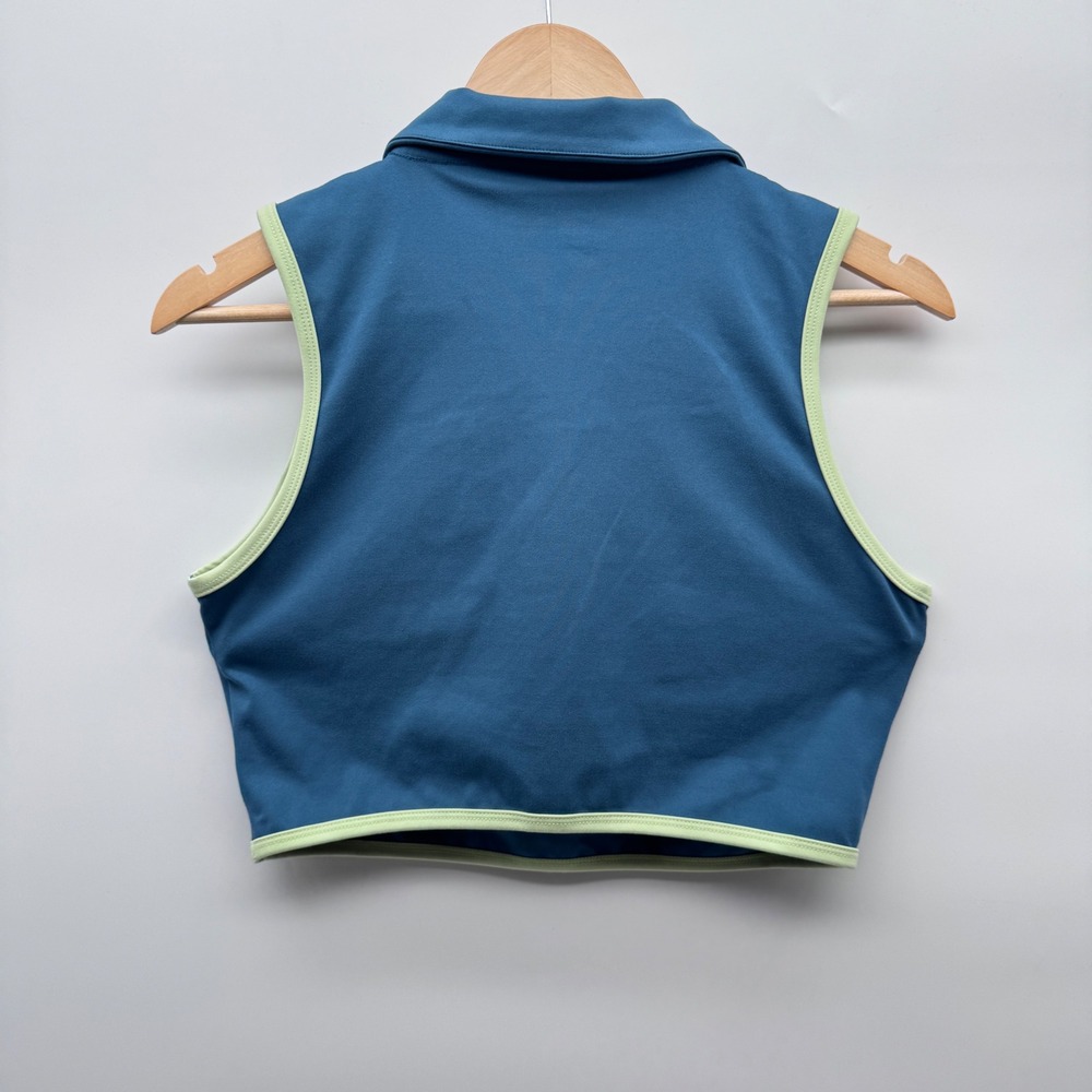 Sincerely Jules Active Crop Top Women L Teal Sleeveless Quarter Zip J22B317TS - Picture 3 of 7